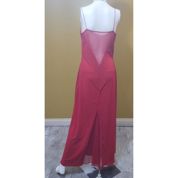 VTG Y2K Dave & Johnny By Laura Ryner Strappy Red Fit & Flare Long Dress Size 9 - Picture 2 of 6